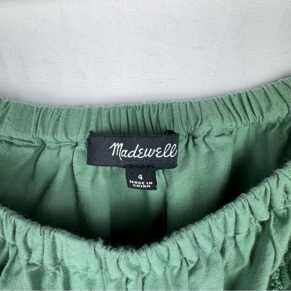Madewell Green Appliquéd Off-the-Shoulder Mini Dress Size 4 Embroidery Cotton - Picture 9 of 9
